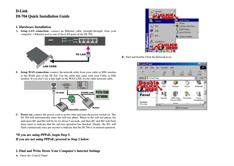Page 1 de la notice Guide d'installation D-Link DI-704