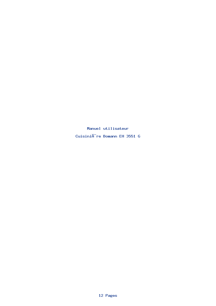 Page 1 de la notice Manuel utilisateur Bomann EH 3551 G