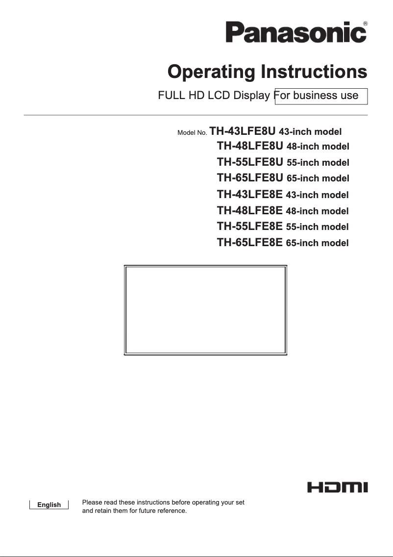 Page 1 de la notice Manuel utilisateur Panasonic TH-48LFE8-IR