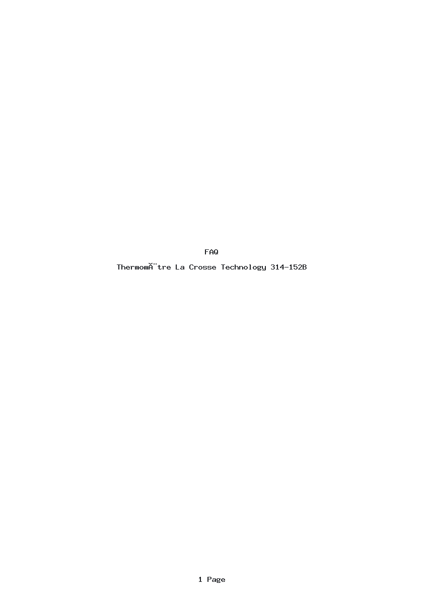 Page 1 de la notice FAQ La Crosse Technology 314-152B