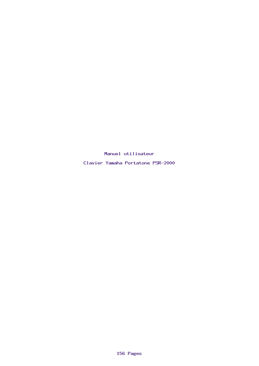 Page 1 de la notice Manuel utilisateur Yamaha Portatone PSR-2000