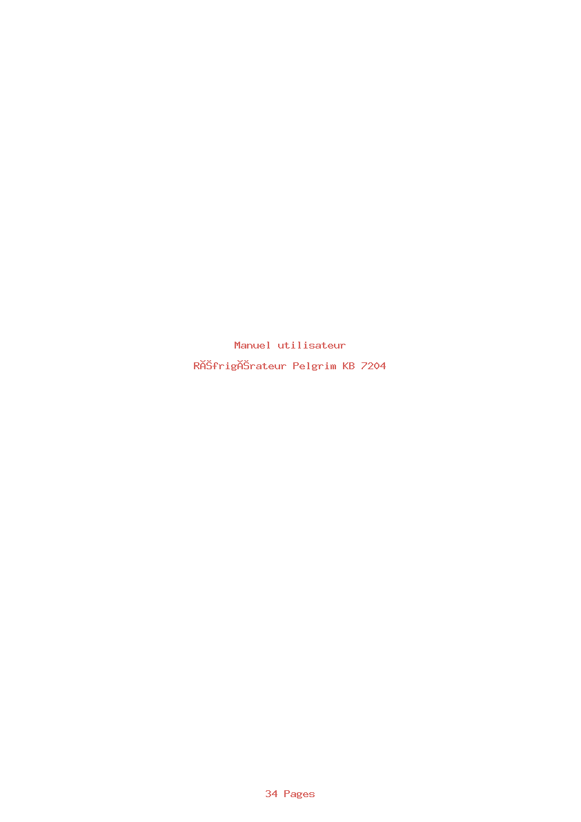 Page 1 de la notice Manuel utilisateur Pelgrim KB 7204