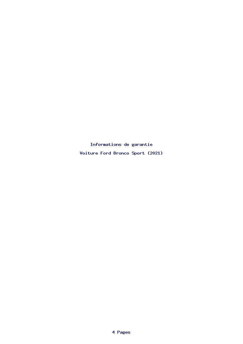Page 1 de la notice Informations de garantie Ford Bronco Sport (2021)