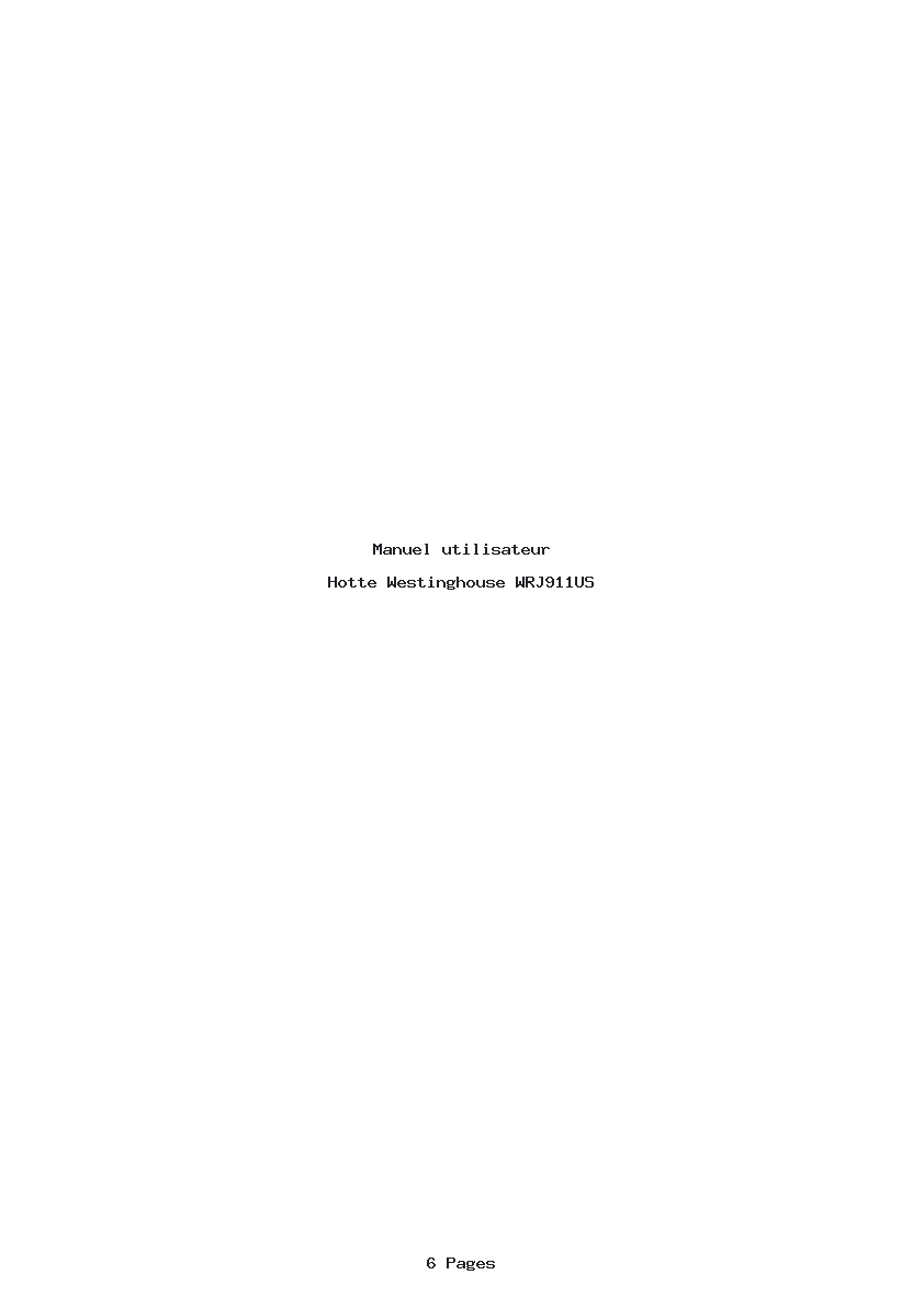 Page 1 de la notice Manuel utilisateur Westinghouse WRJ911US