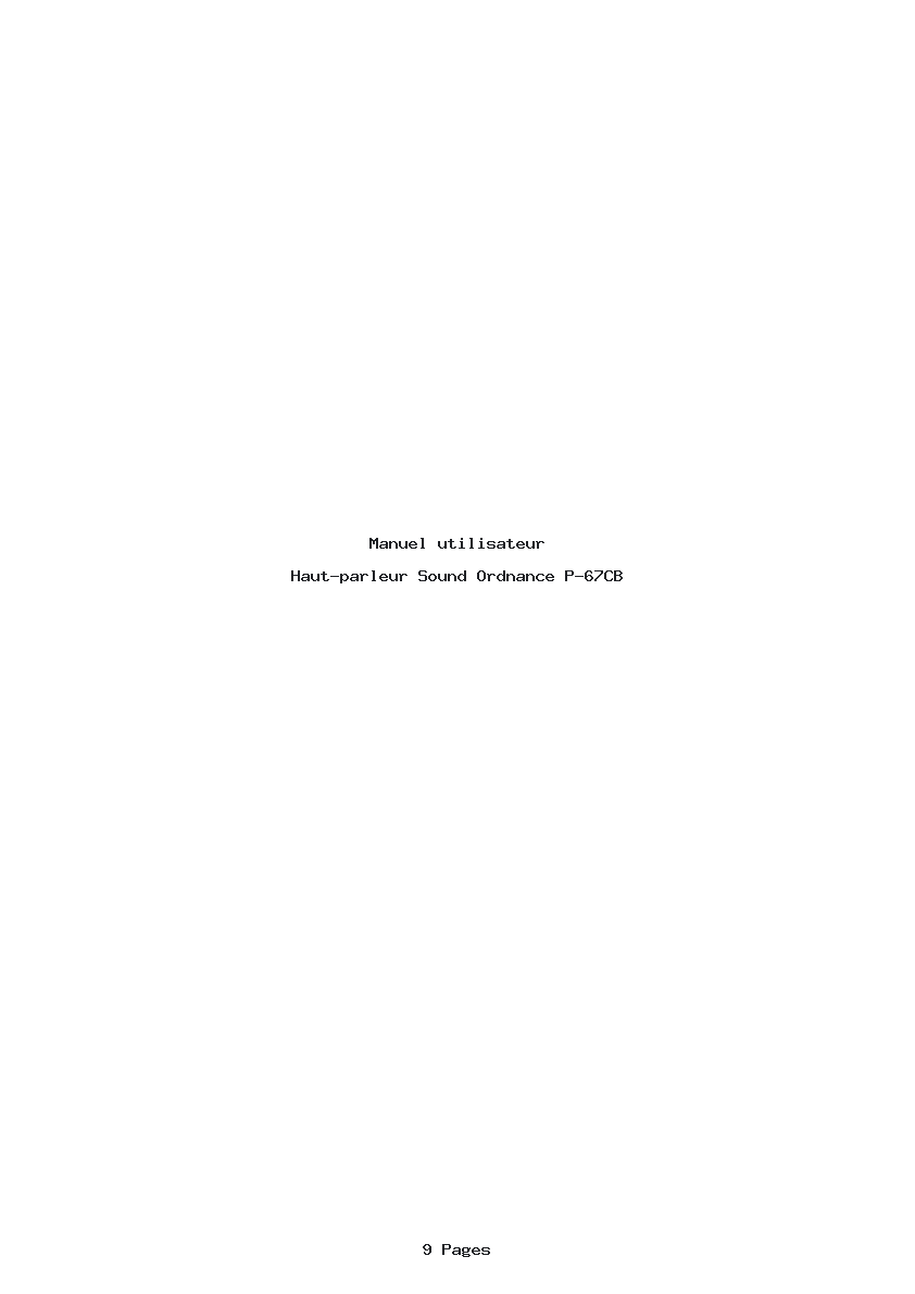 Page 1 de la notice Manuel utilisateur Sound Ordnance P-67CB