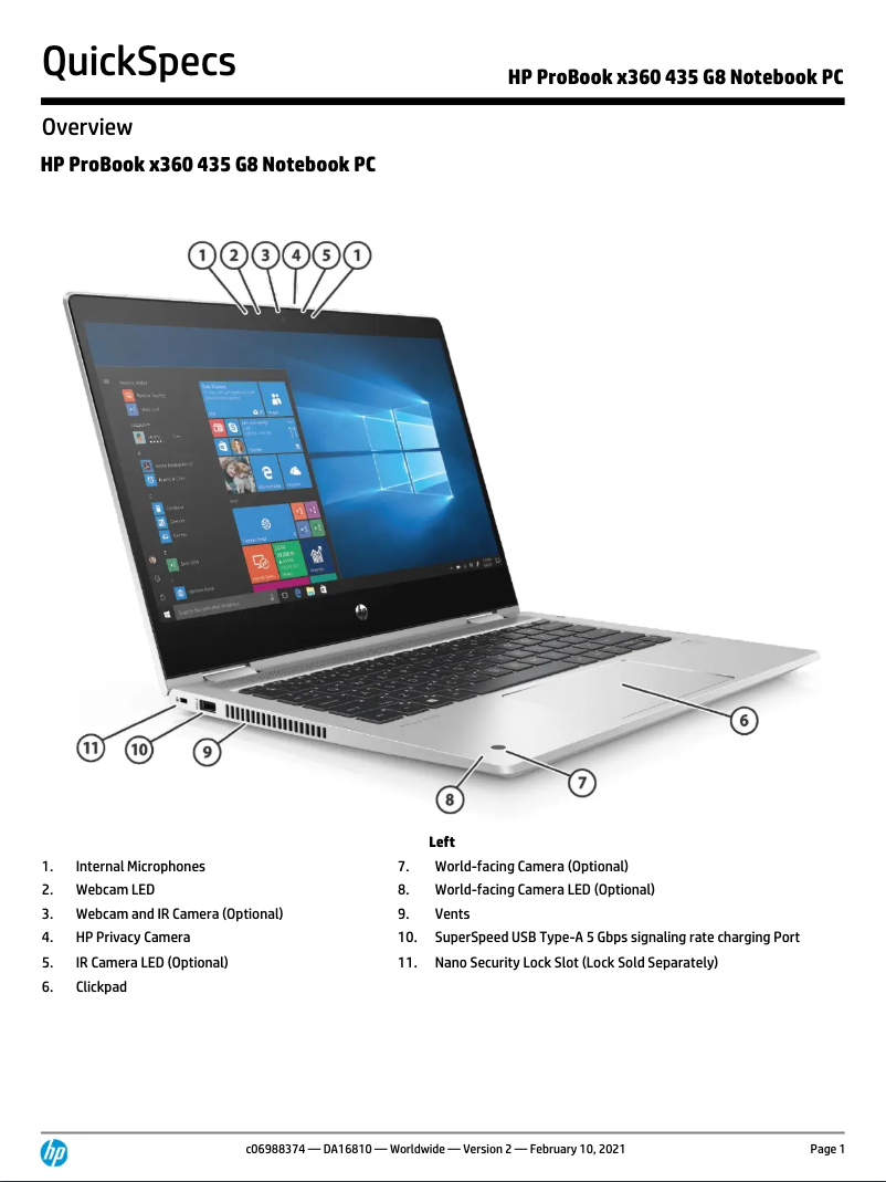 Page n°1 - Manuel utilisateur HP ProBook x360 435 G8
