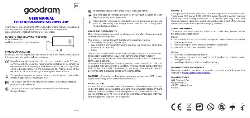 Página 1 del manual Manual de usuario Goodram HL100