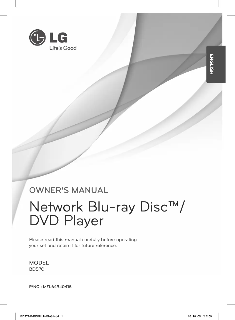 Page 1 of the manual User Manual LG BD572