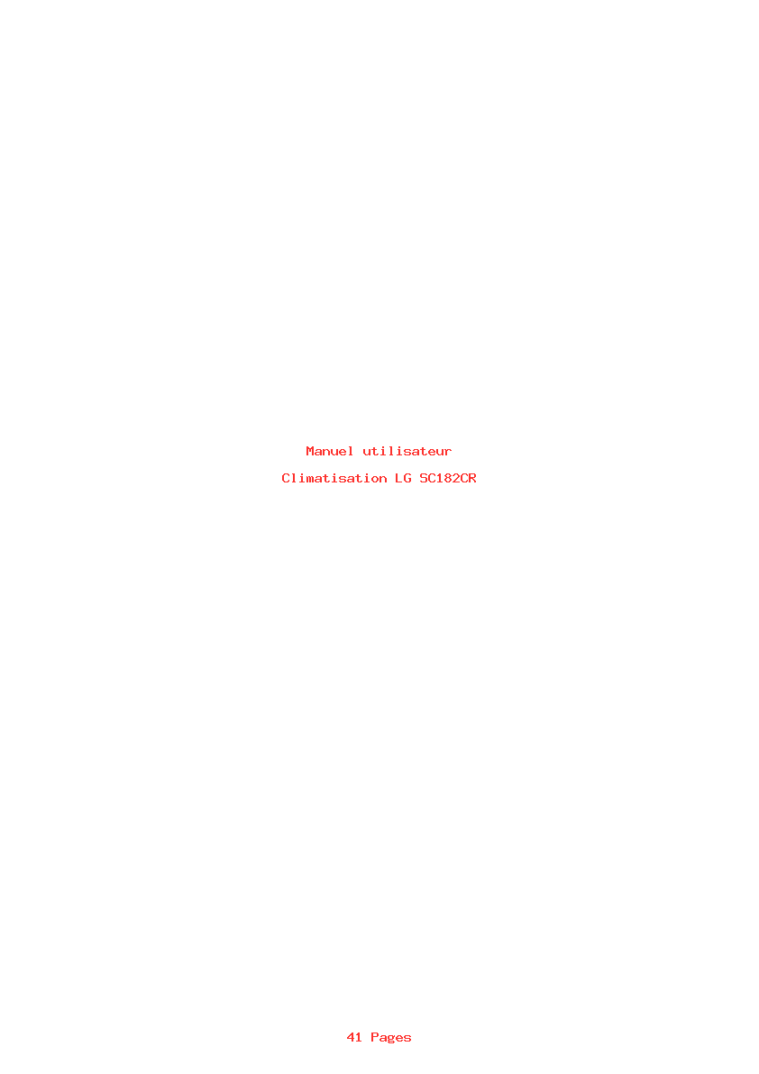 Page 1 de la notice Manuel utilisateur LG SC182CR