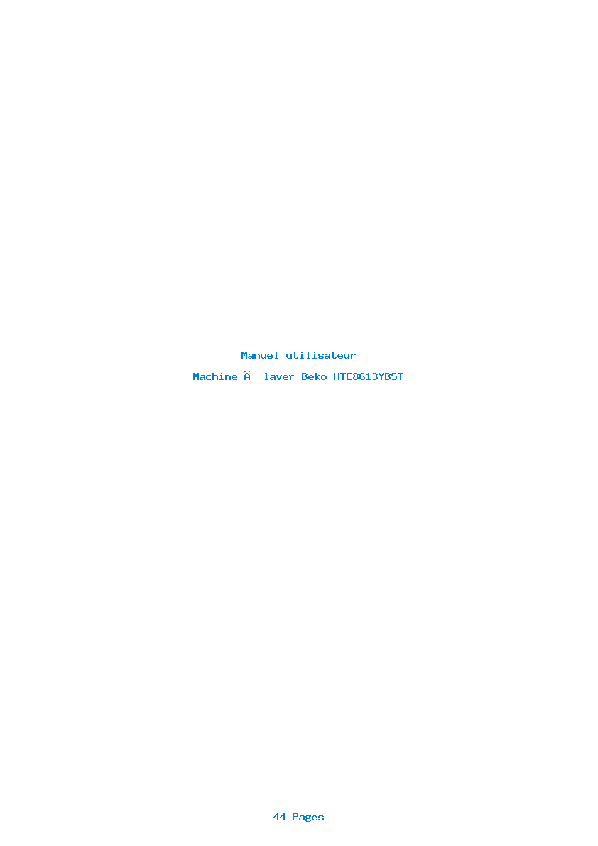 Page 1 de la notice Manuel utilisateur Beko HTE8613YBST