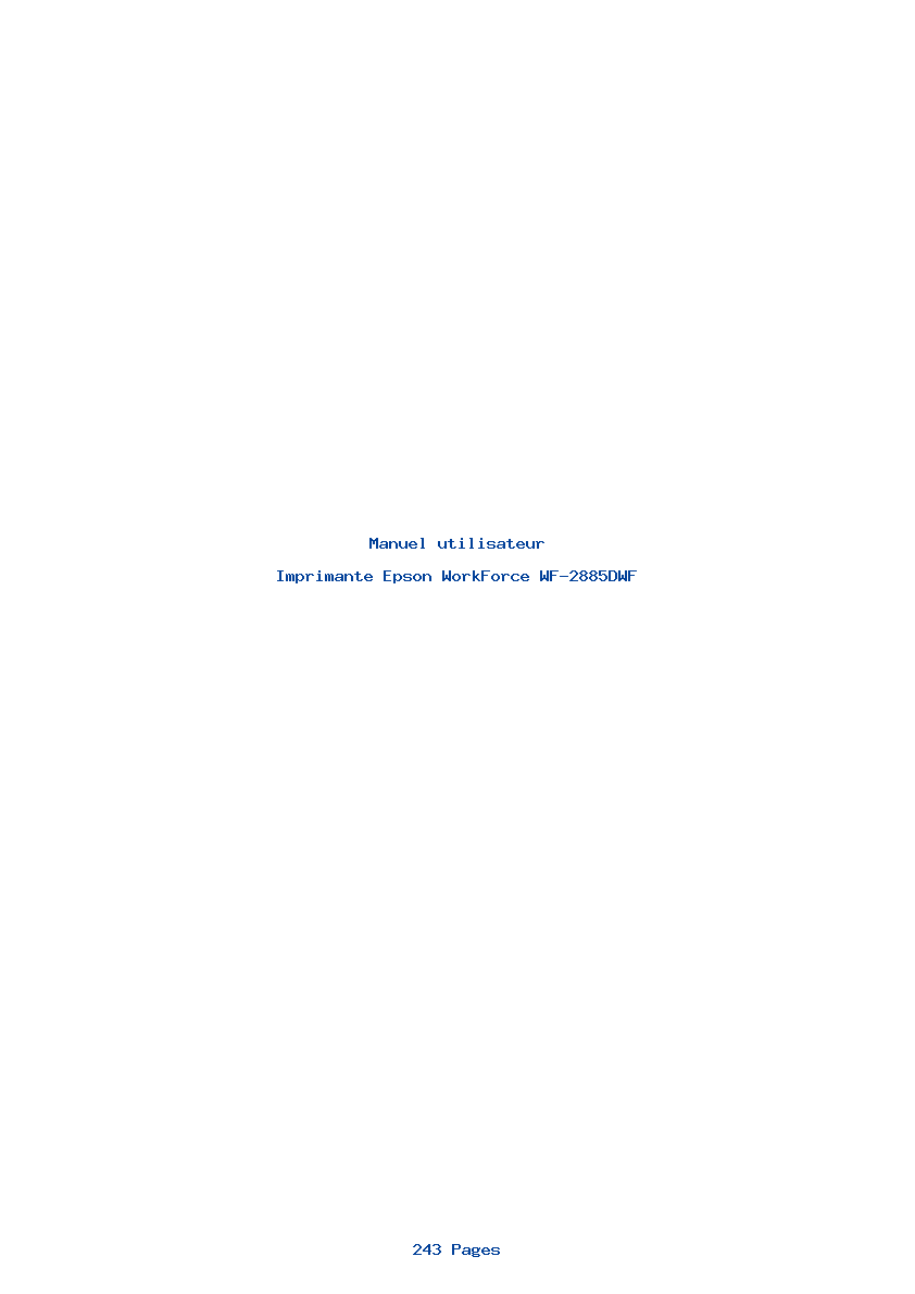 Page 1 de la notice Manuel utilisateur Epson WorkForce WF-2885DWF