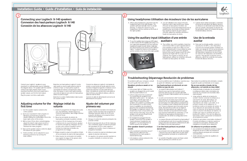 Page 1 de la notice Manuel utilisateur Logitech X-140