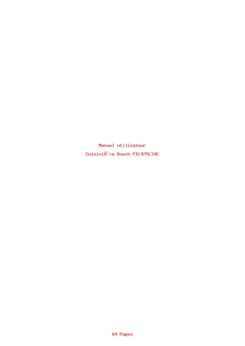 Page 1 de la notice Manuel utilisateur Bosch PIL975L34E