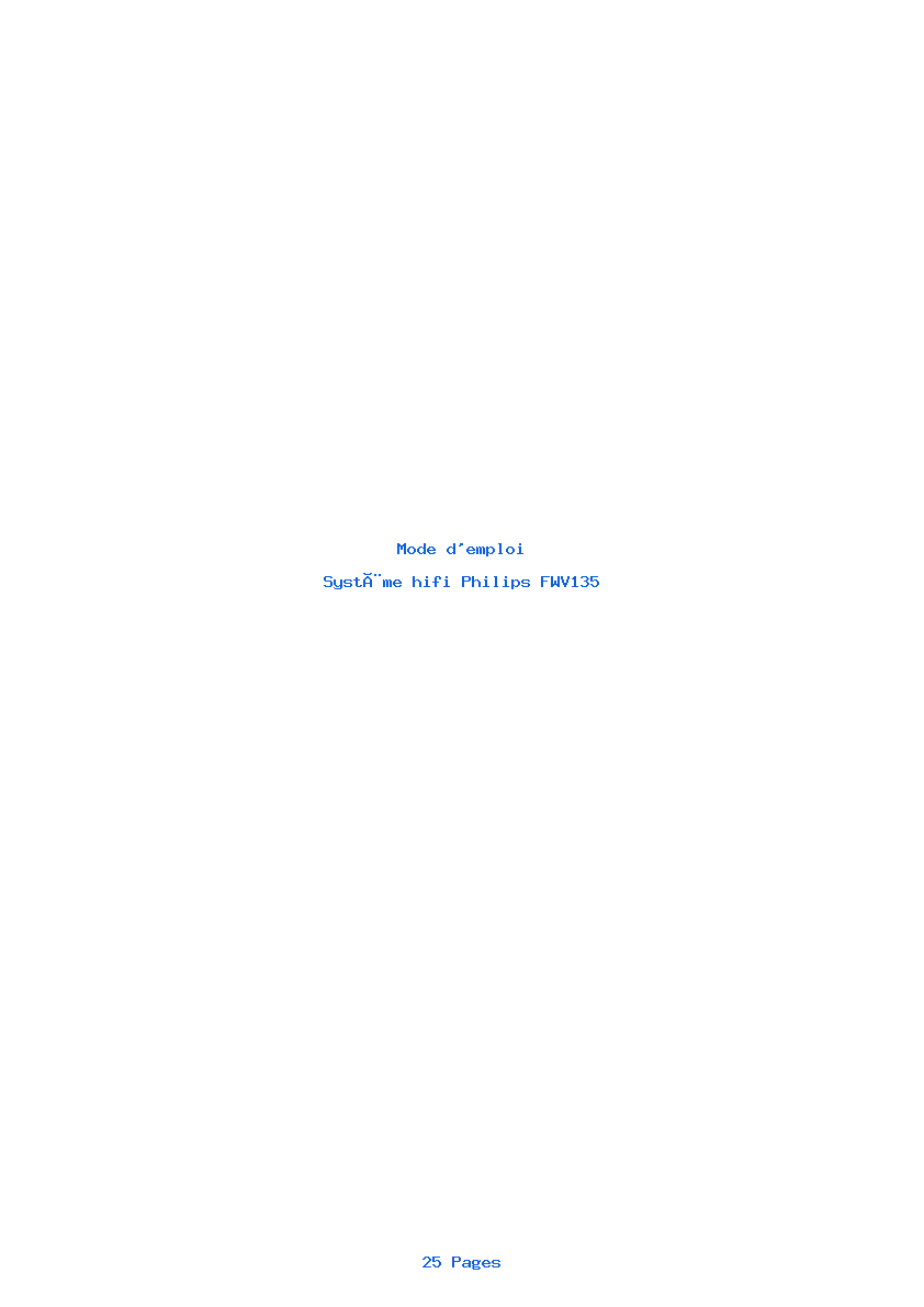 Page 1 de la notice Mode d'emploi Philips FWV135