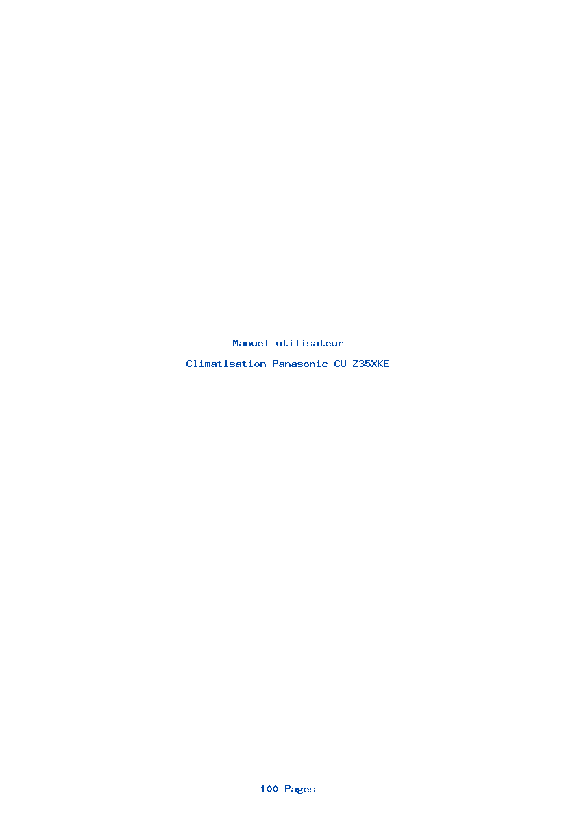 Page 1 de la notice Manuel utilisateur Panasonic CU-Z35XKE