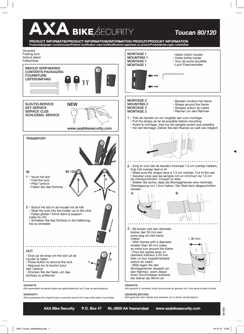 Page 1 de la notice Manuel utilisateur AXA Toucan 120