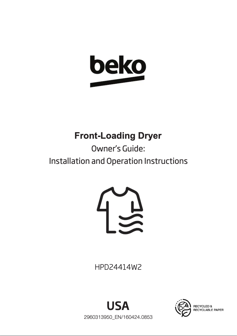 Page 1 de la notice Manuel utilisateur Beko HPD24414W2