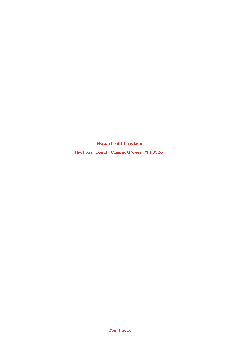 Page 1 de la notice Manuel utilisateur Bosch CompactPower MFW3520W