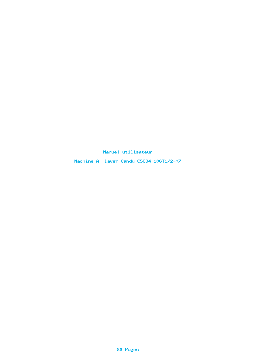 Page 1 de la notice Manuel utilisateur Candy CSO34 106T1/2-07