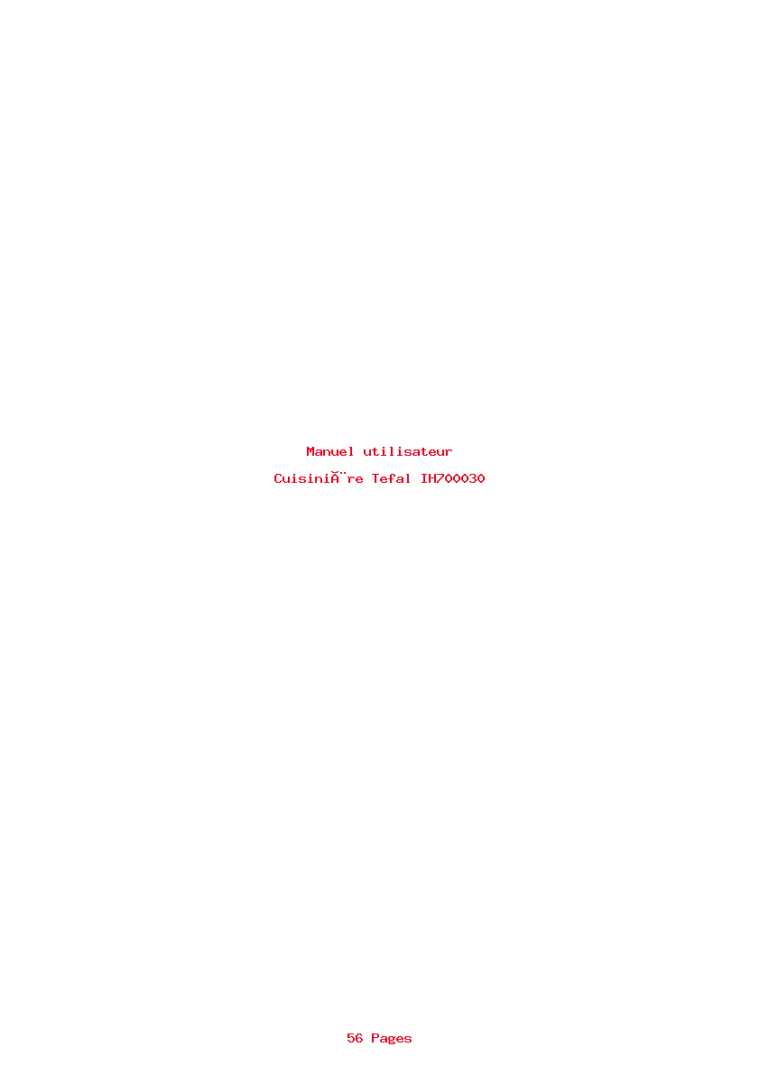 Page 1 de la notice Manuel utilisateur Tefal IH700030