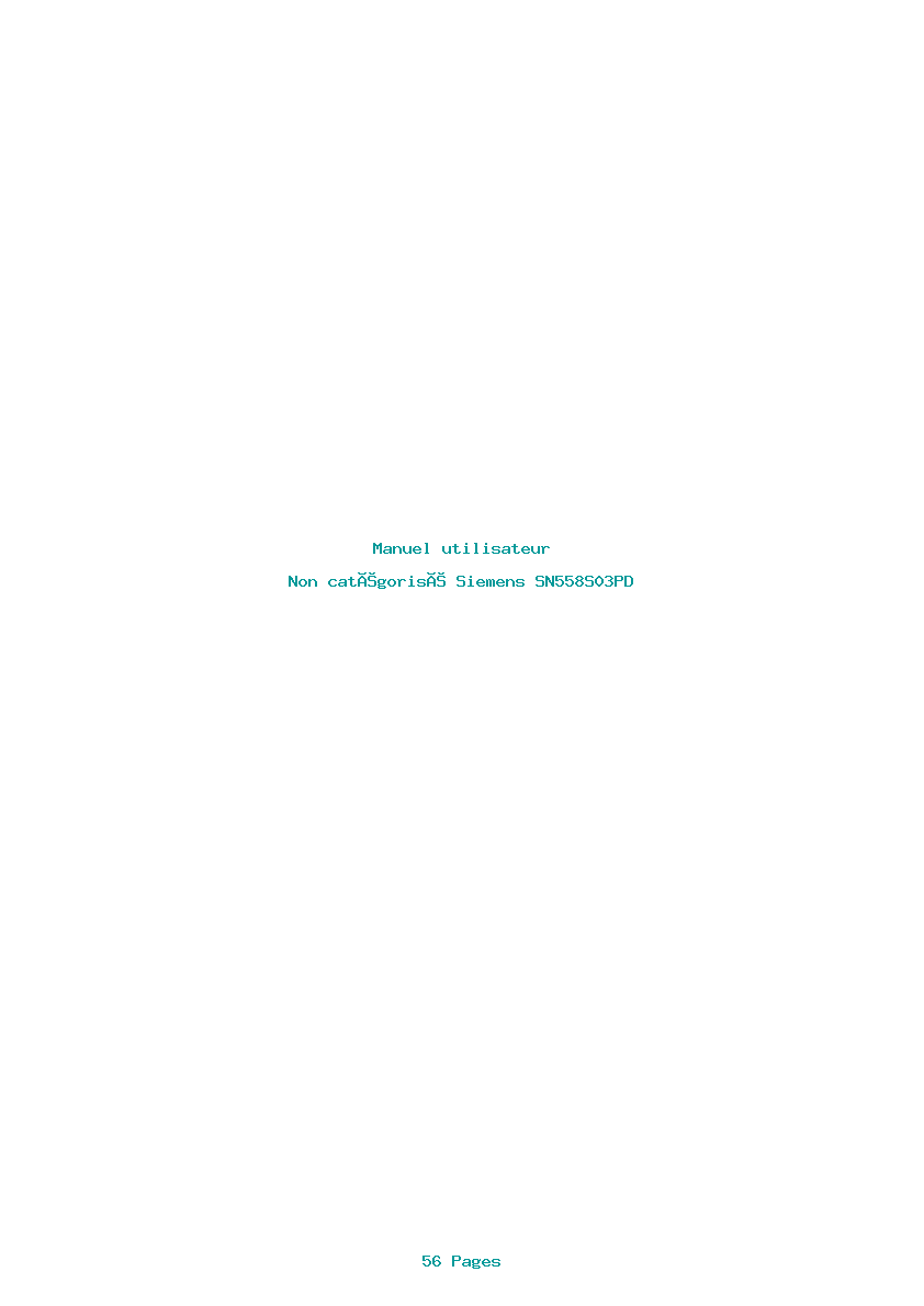 Page 1 de la notice Manuel utilisateur Siemens SN558S03PD