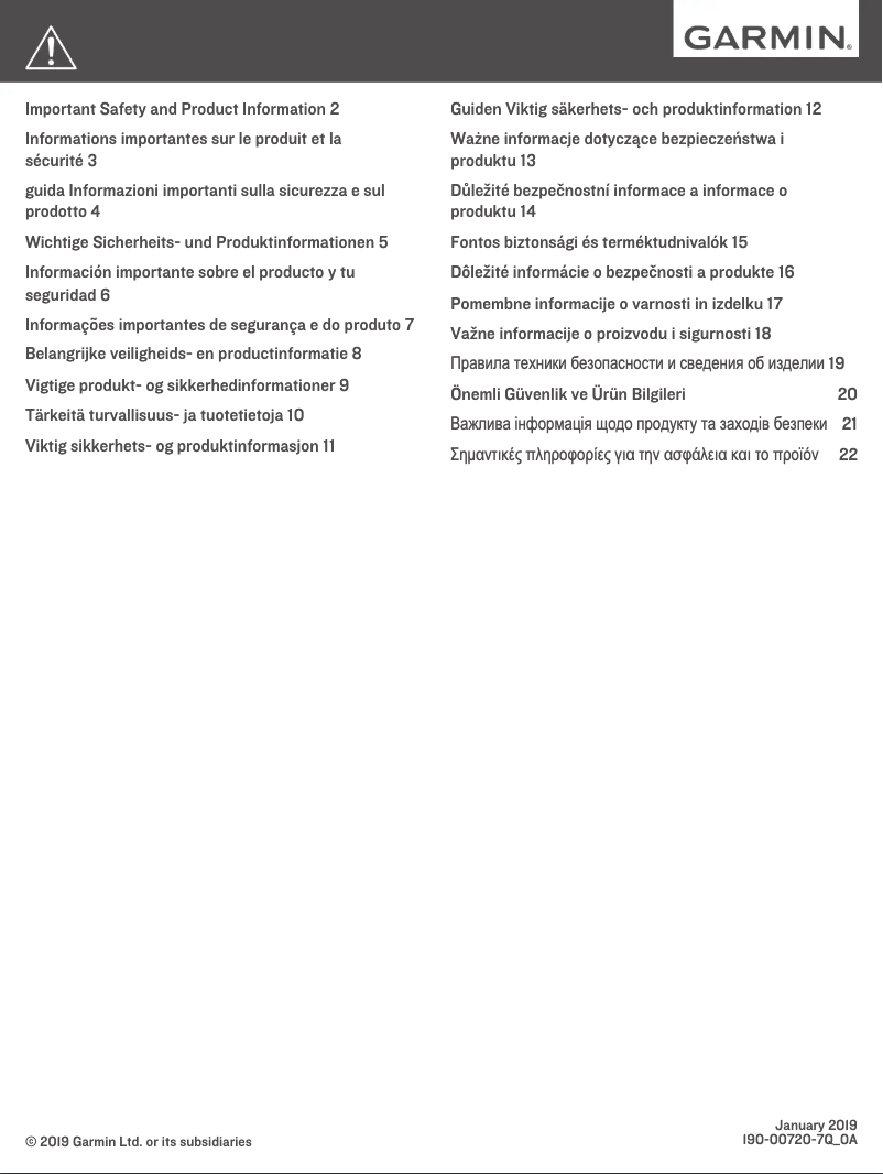Page 1 de la notice Instructions de sécurité Garmin Drive 50 LMT