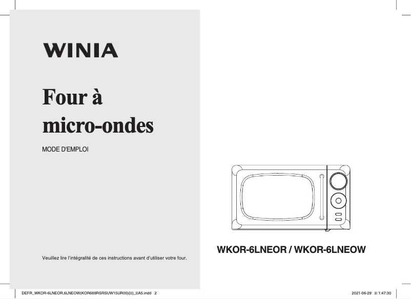 Page 1 de la notice Manuel utilisateur Winia WKOR-6LNEOR