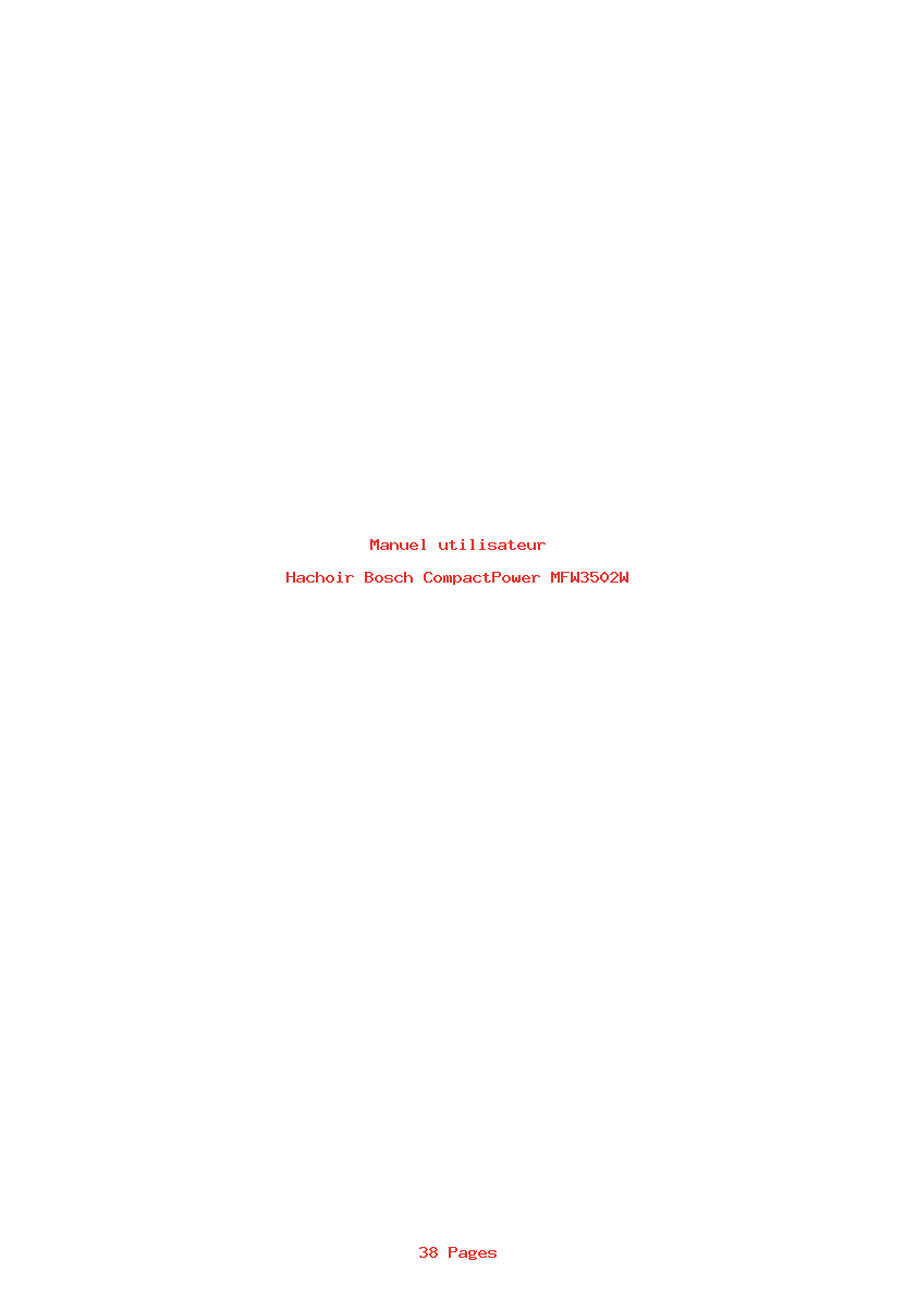 Page 1 de la notice Manuel utilisateur Bosch CompactPower MFW3502W