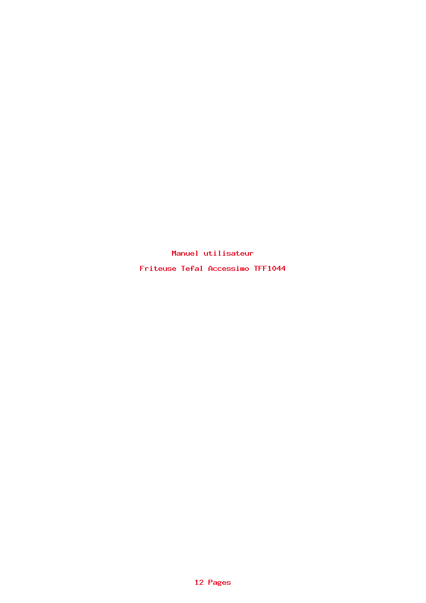 Page 1 de la notice Manuel utilisateur Tefal Accessimo TFF1044