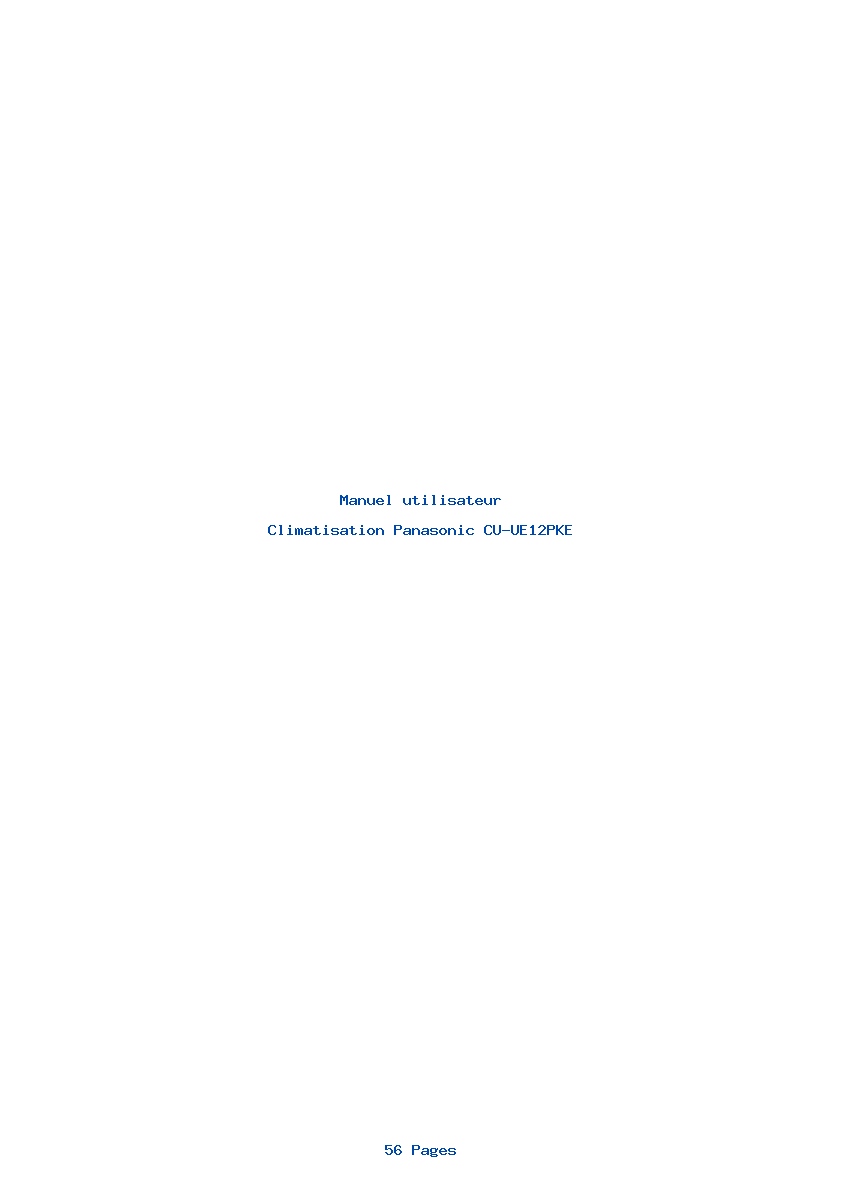 Page 1 de la notice Manuel utilisateur Panasonic CU-UE12PKE