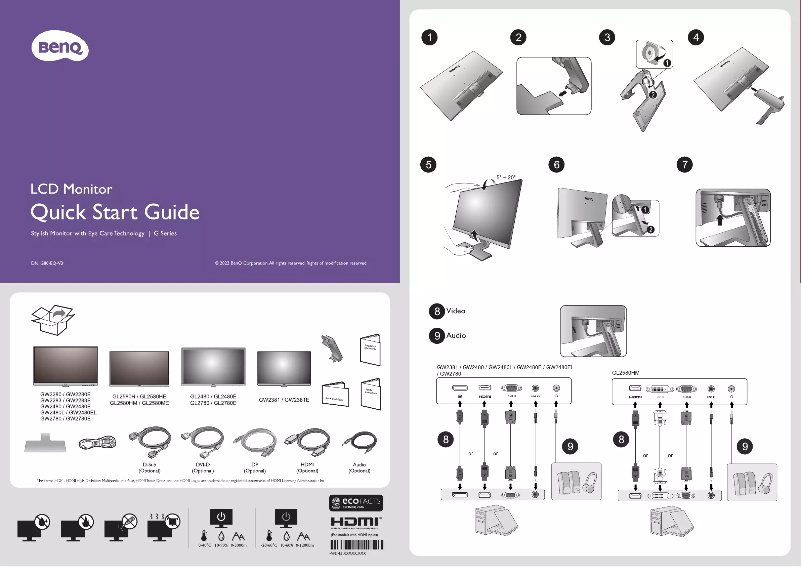 Page 1 of the manual Quick Start Guide BenQ GW2280