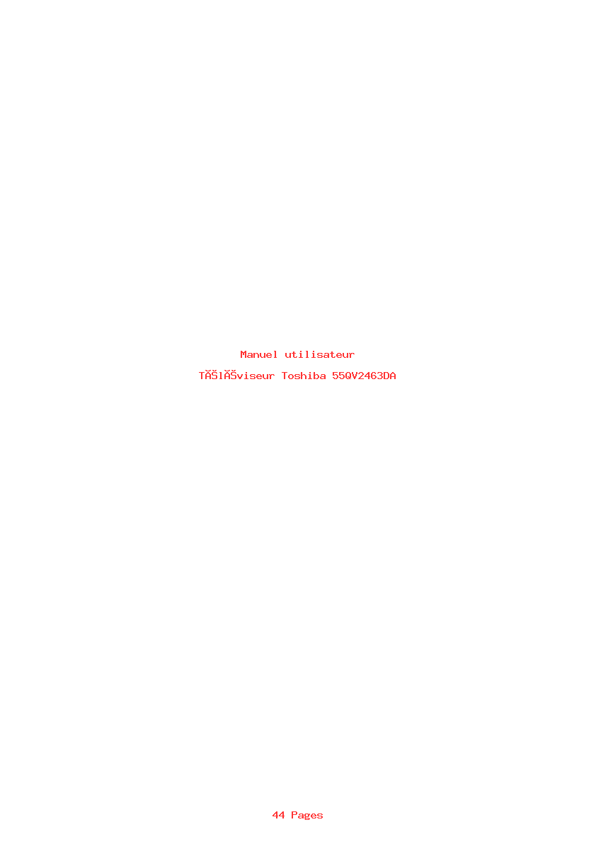 Page 1 de la notice Manuel utilisateur Toshiba 55QV2463DA