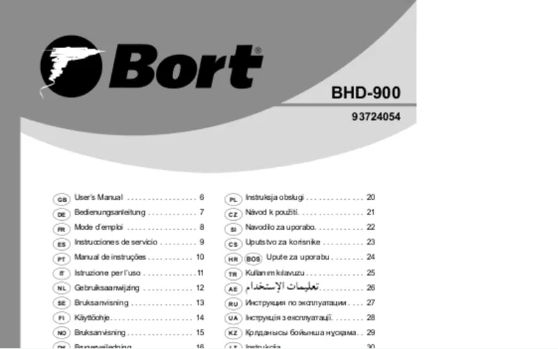Page 1 de la notice Manuel utilisateur Bort BHD-900