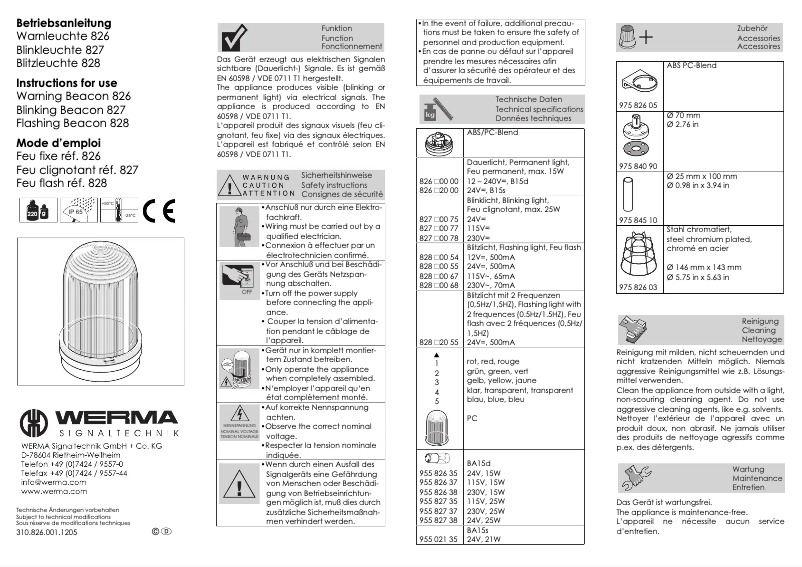 Página 1 del manual Manual de usuario Werma 828