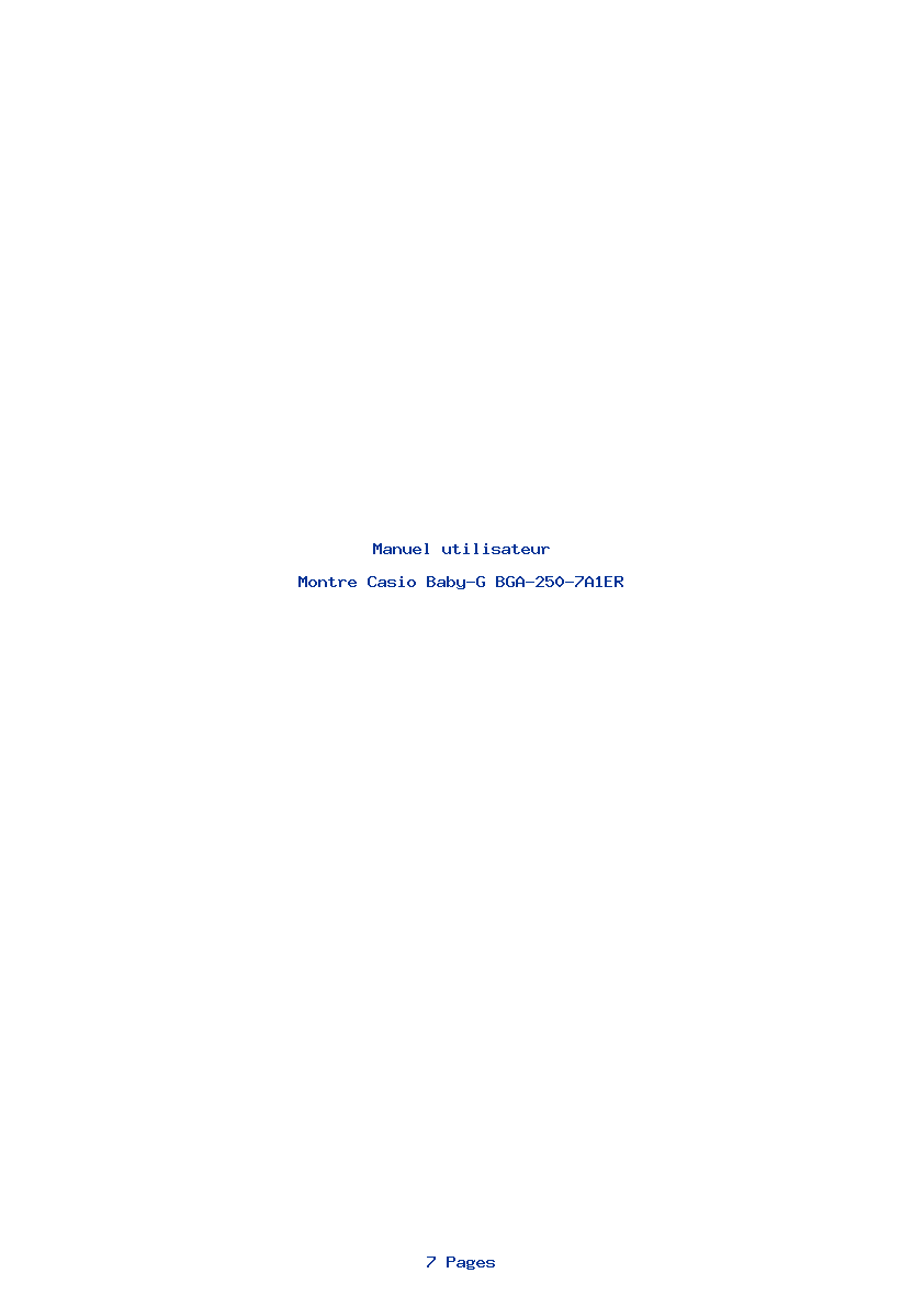 Page 1 de la notice Manuel utilisateur Casio Baby-G BGA-250-7A1ER