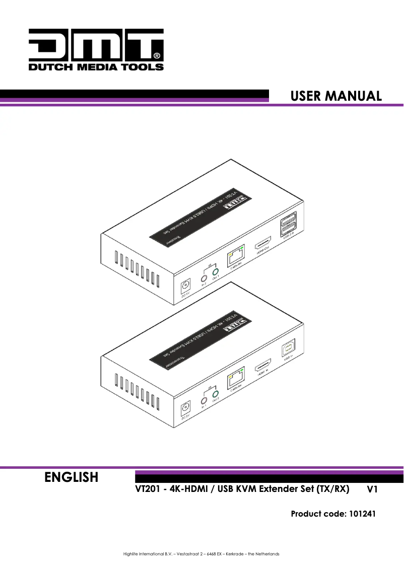 Page 1 de la notice Manuel utilisateur DMT VT201