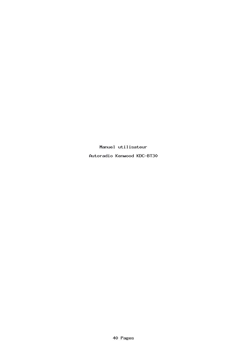 Page 1 de la notice Manuel utilisateur Kenwood KDC-BT30