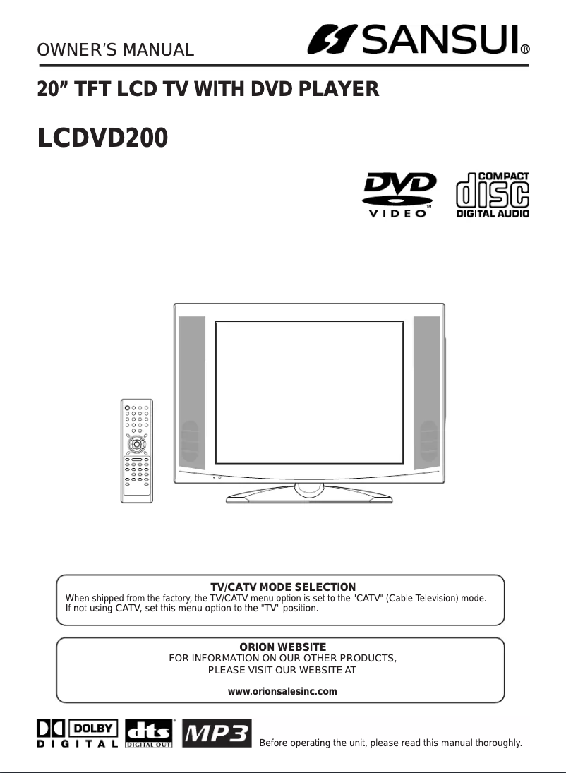 Page 1 de la notice Manuel utilisateur Sansui LCDVD200