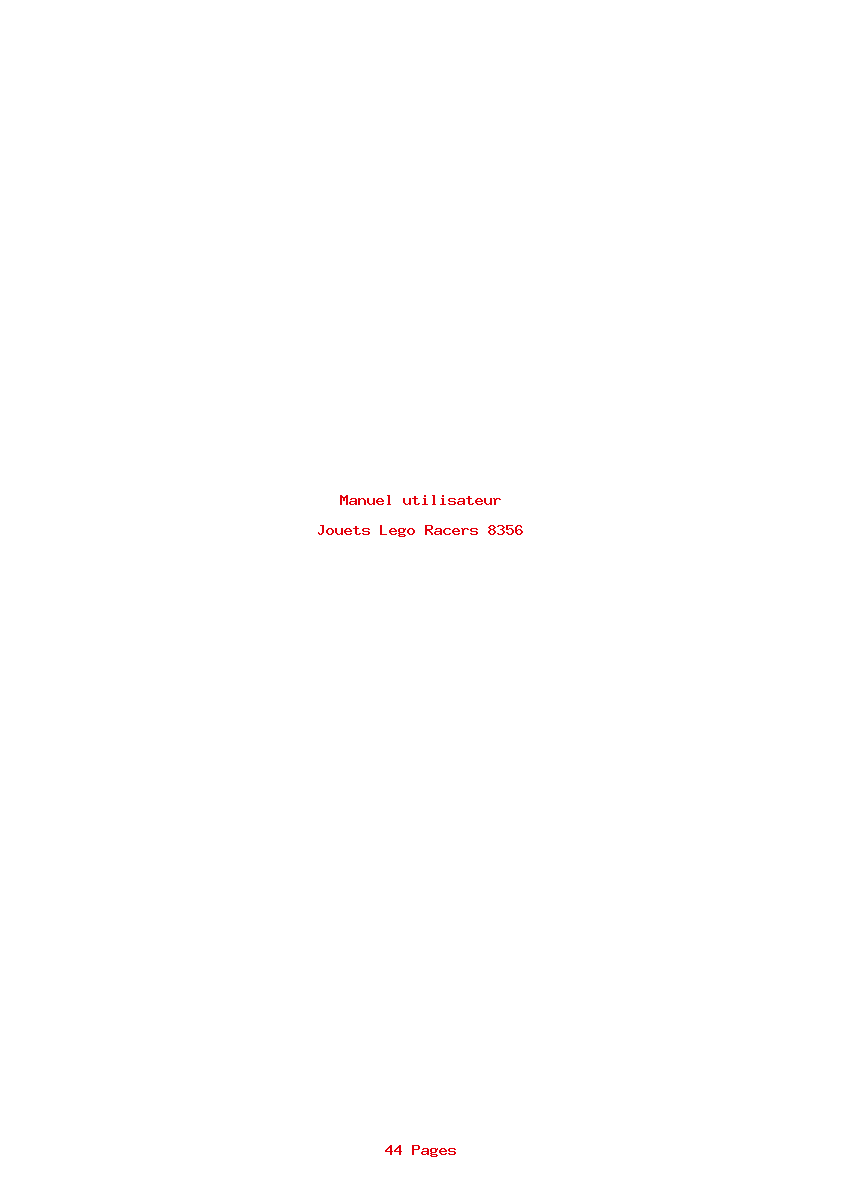 Page 1 de la notice Manuel utilisateur Lego Racers 8356