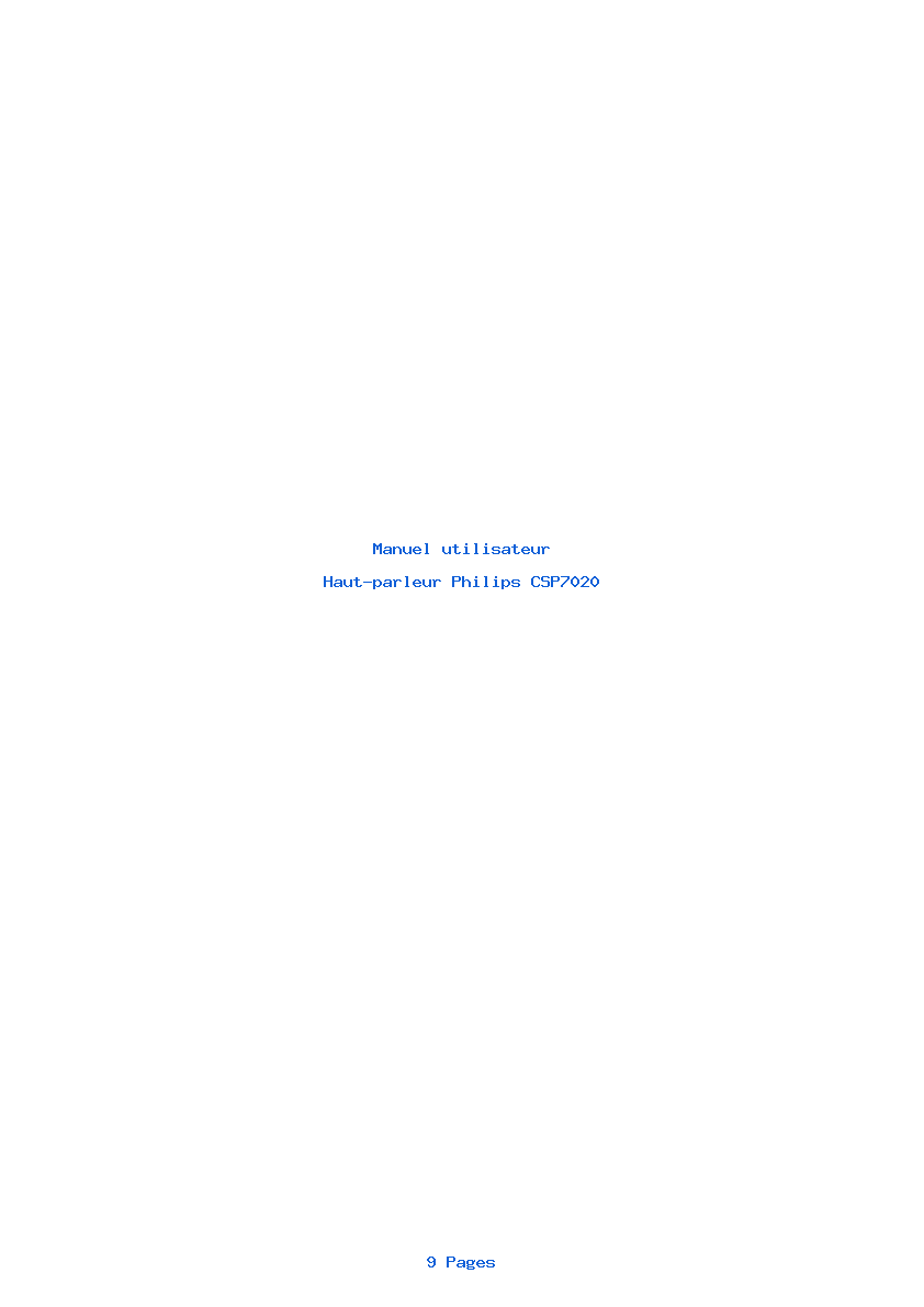 Page 1 de la notice Manuel utilisateur Philips CSP7020