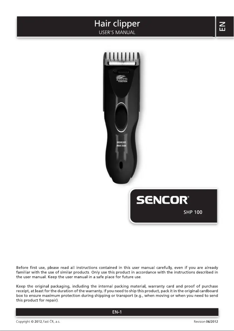 Page 1 de la notice Manuel utilisateur Sencor SHP 100