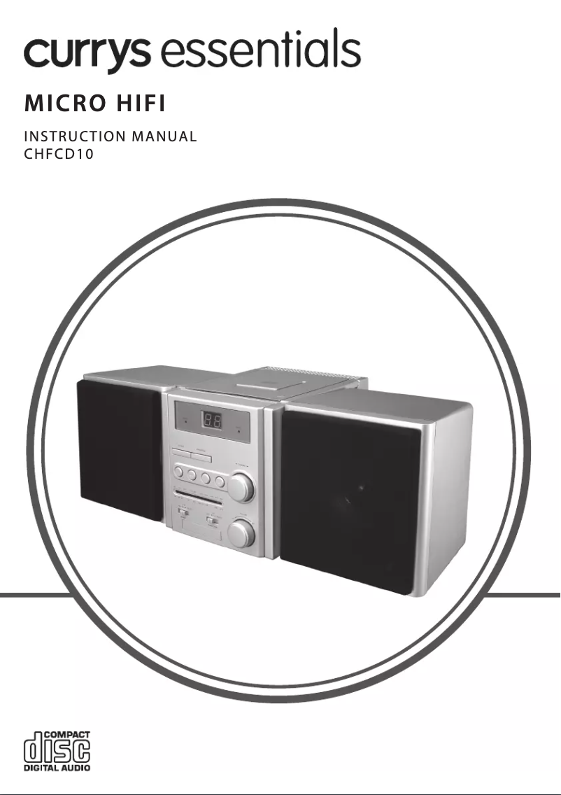 Page 1 de la notice Manuel utilisateur Currys Essentials CHFCD10