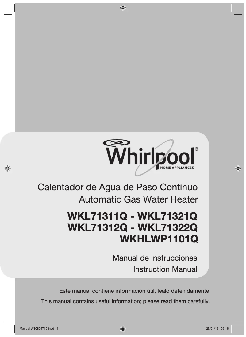 Página 1 del manual Manual de usuario Whirlpool WKL71311Q