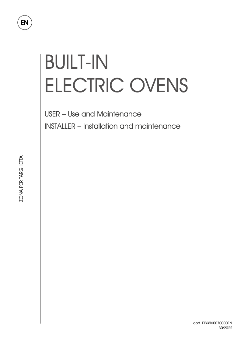 Page 1 de la notice Manuel utilisateur Ilve OV30SLT3