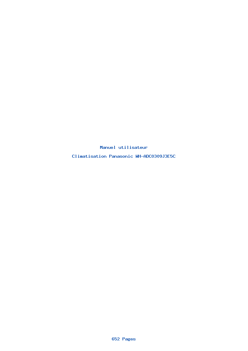 Page 1 de la notice Manuel utilisateur Panasonic WH-ADC0309J3E5C