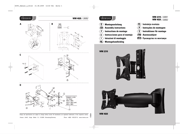 Page 1 de la notice Manuel utilisateur Vivanco WM 4020