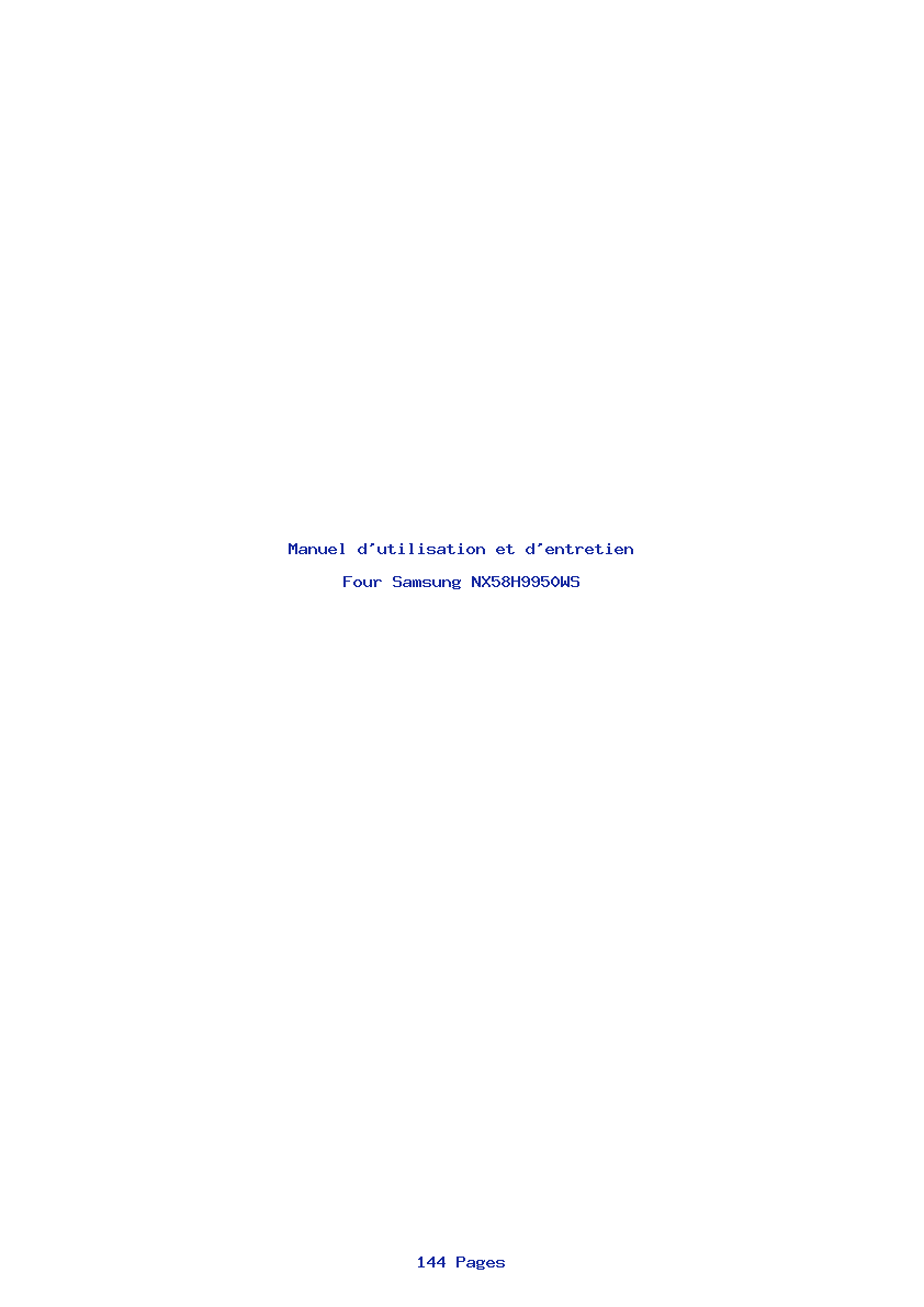 Page 1 de la notice Manuel d'utilisation et d'entretien Samsung NX58H9950WS