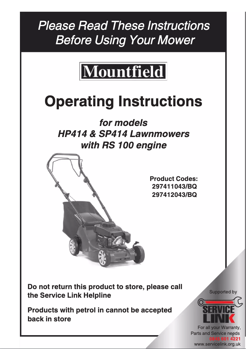 Page 1 de la notice Manuel utilisateur Mountfield SP414