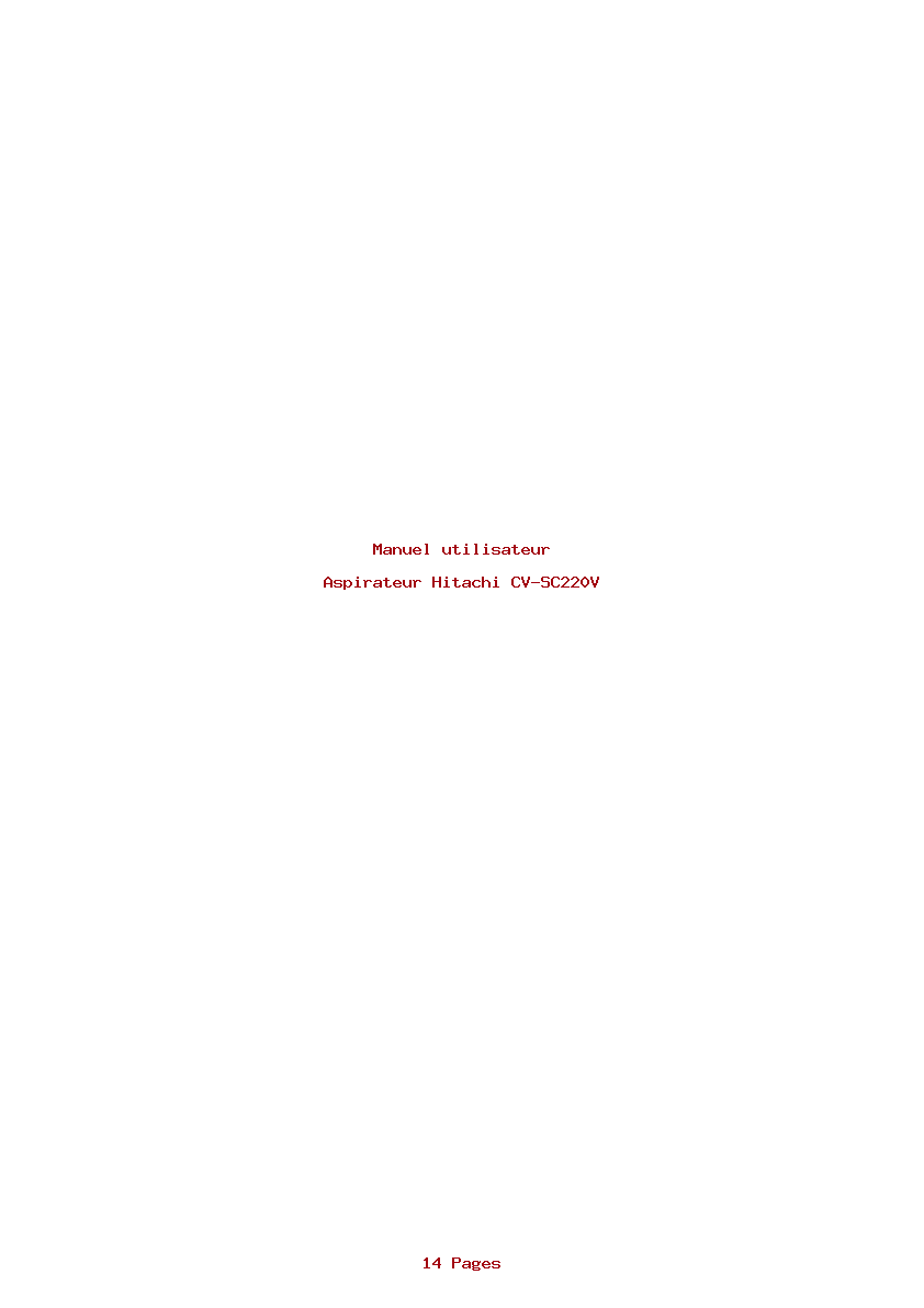 Page 1 de la notice Manuel utilisateur Hitachi CV-SC220V