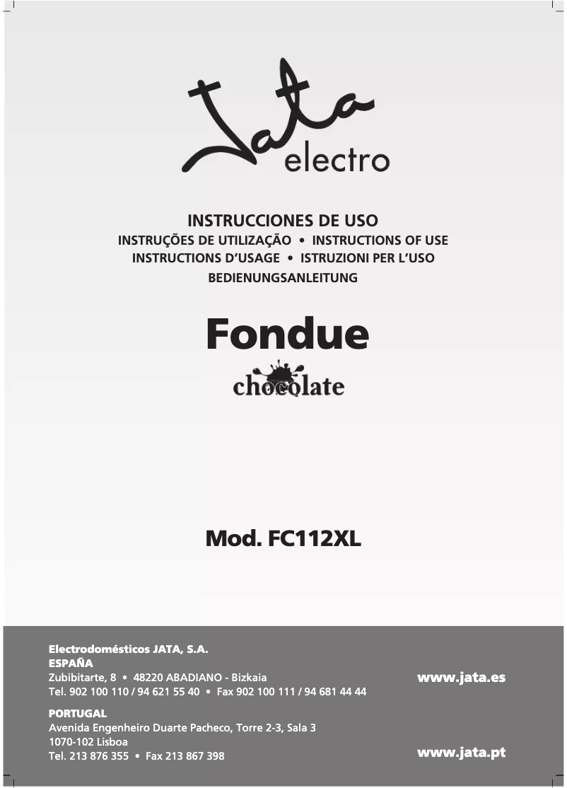 Page 1 de la notice Manuel utilisateur Jata FC112XL